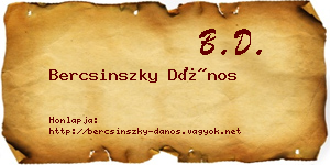 Bercsinszky Dános névjegykártya